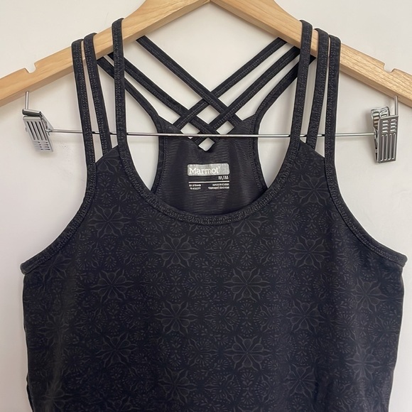 Marmot Women’s Strappy Athletic Patterned Tank Top  Black M - Picture 2 of 9